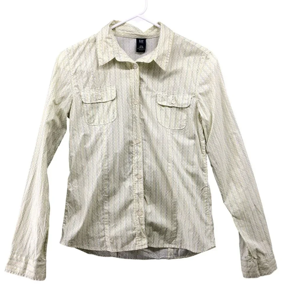 Gap Girls XXL 14-16 Long Sleeve Button Up Shirt Lightweight Lime Utility Floral